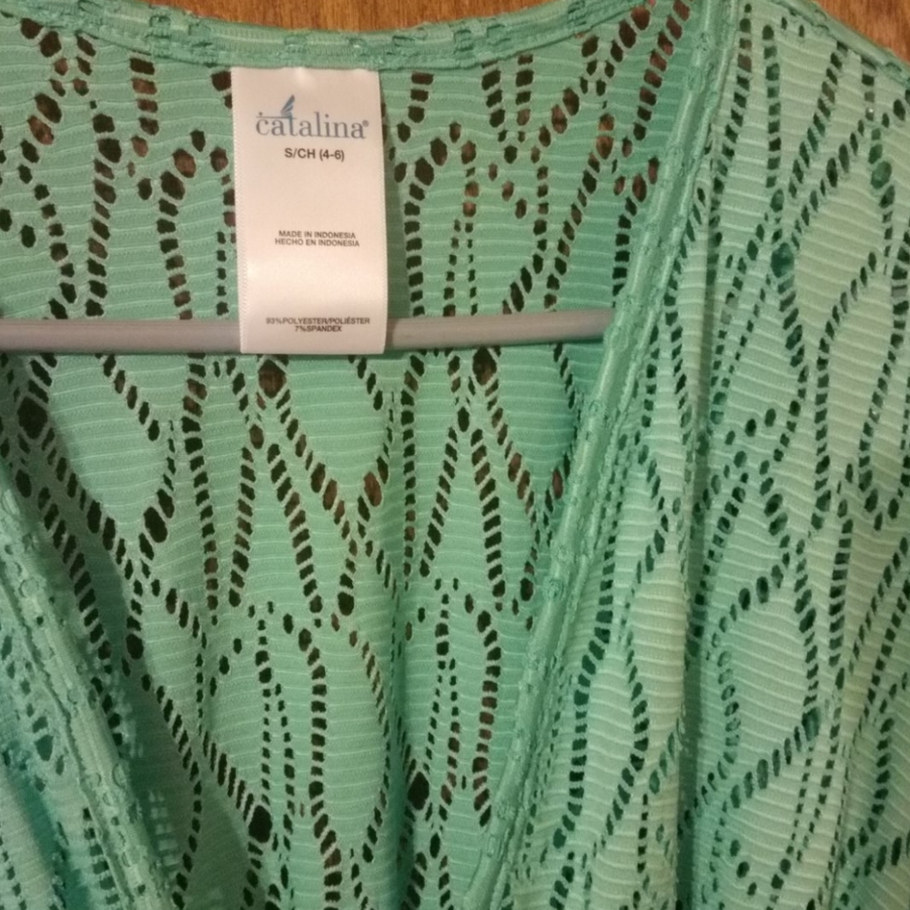 NWOT Teal Bathing Suit Cover S 4-6 - Picture 2 of 3